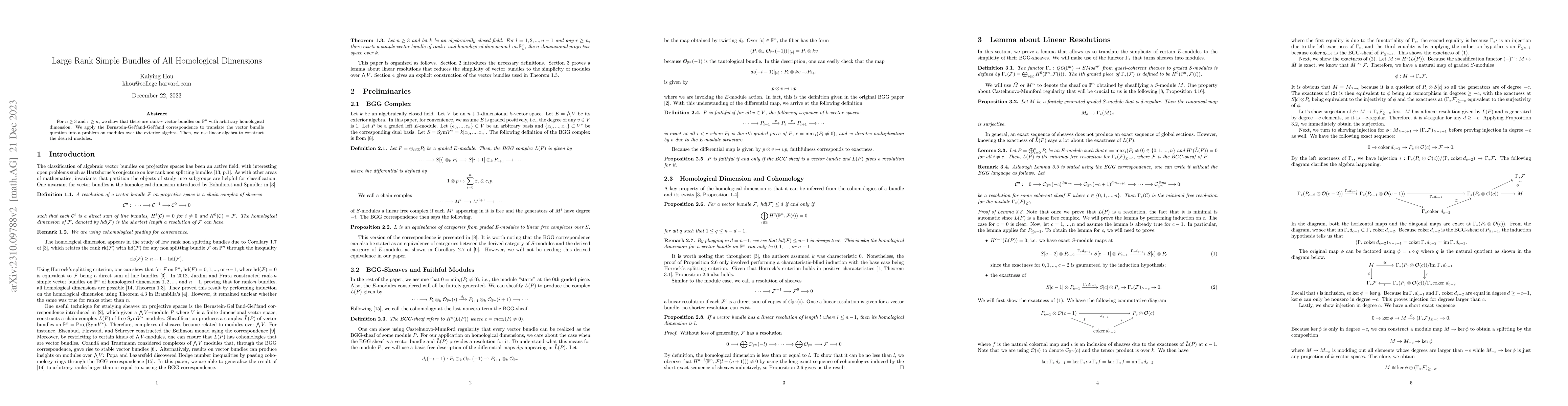 Thumbnail for Large rank simple bundles of all homological dimensions