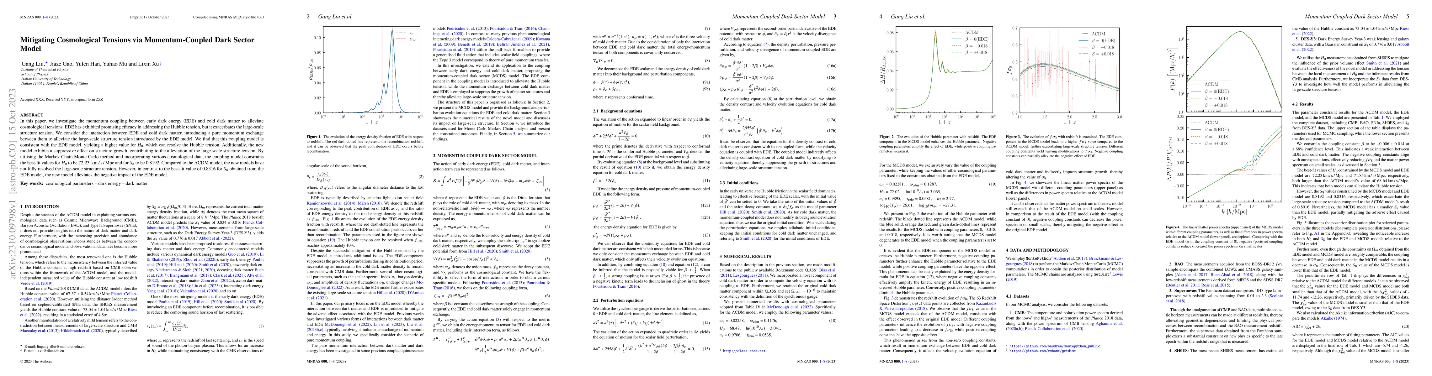 Thumbnail for Mitigating Cosmological Tensions via Momentum-Coupled Dark Sector Model