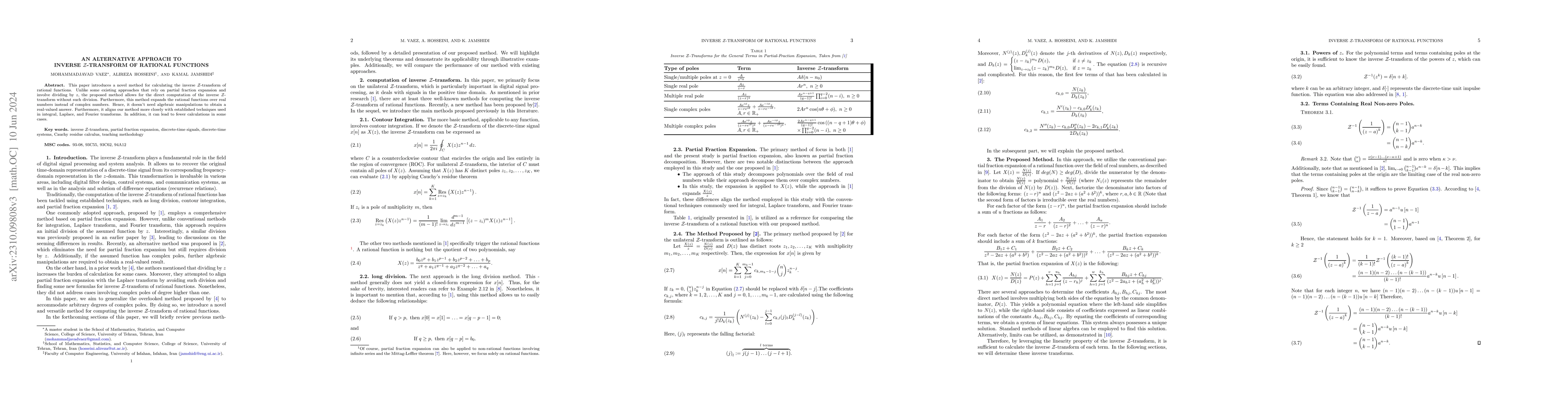 Thumbnail for An Alternative Approach to Inverse Z-Transform of Rational Functions