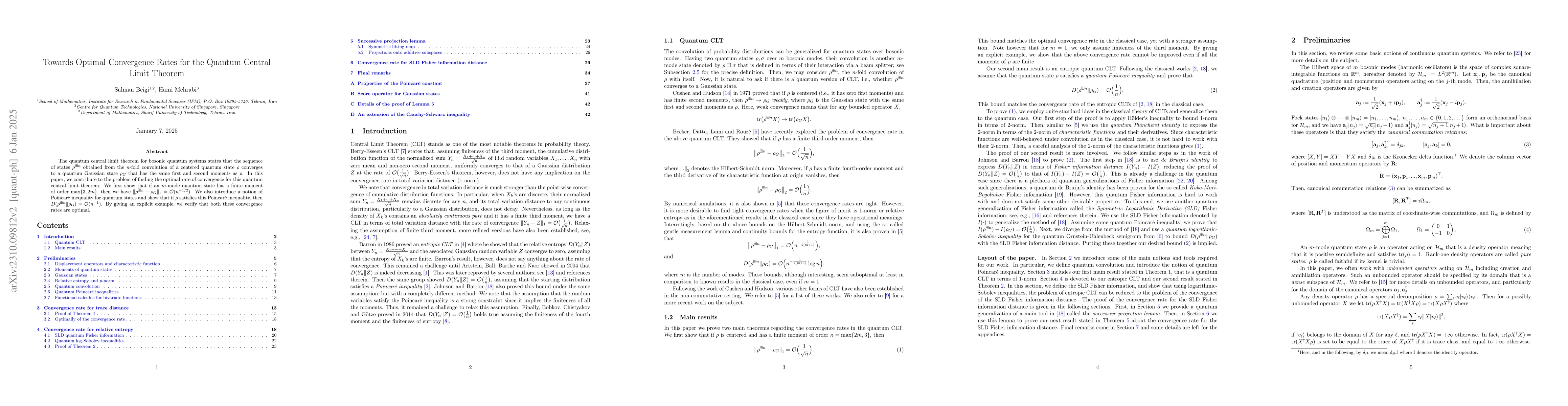 Thumbnail for Towards Optimal Convergence Rates for the Quantum Central Limit Theorem
