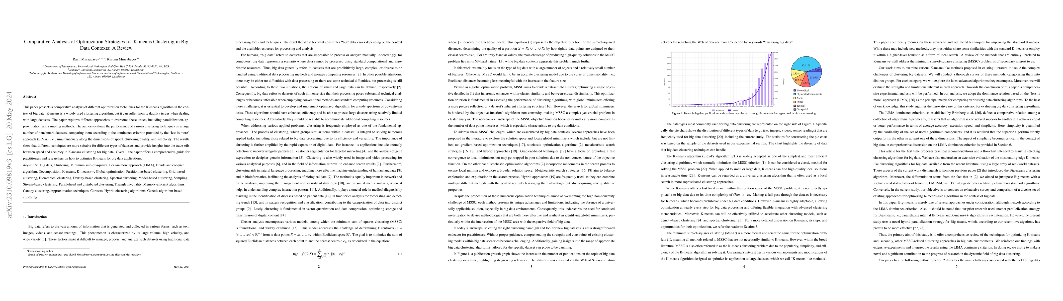 Thumbnail for Comparative Analysis of Optimization Strategies for K-means Clustering
  in Big Data Contexts: A Review