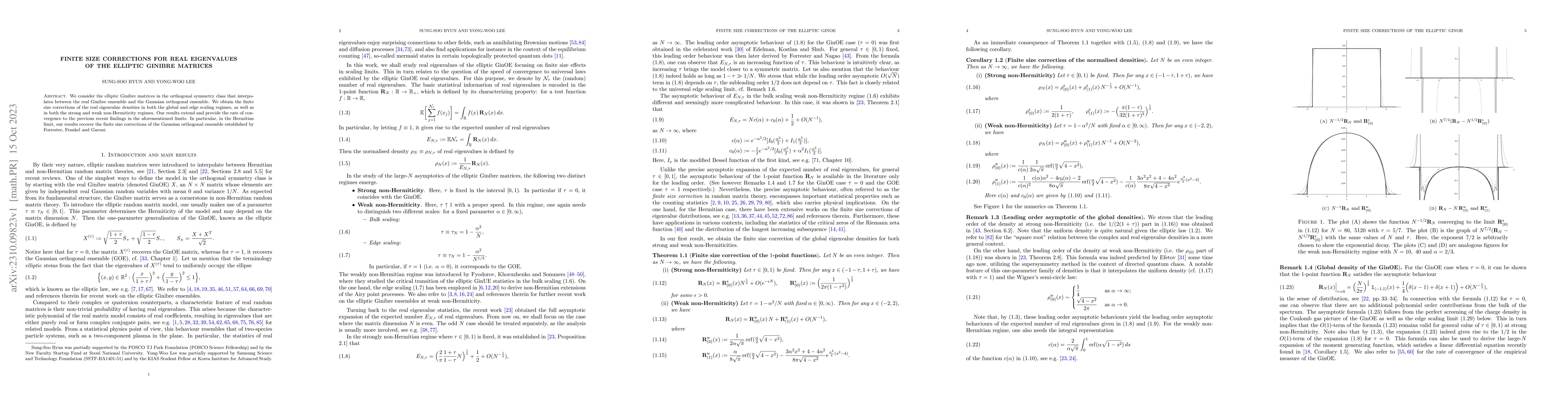 Thumbnail for Finite size corrections for real eigenvalues of the elliptic Ginibre
  matrices