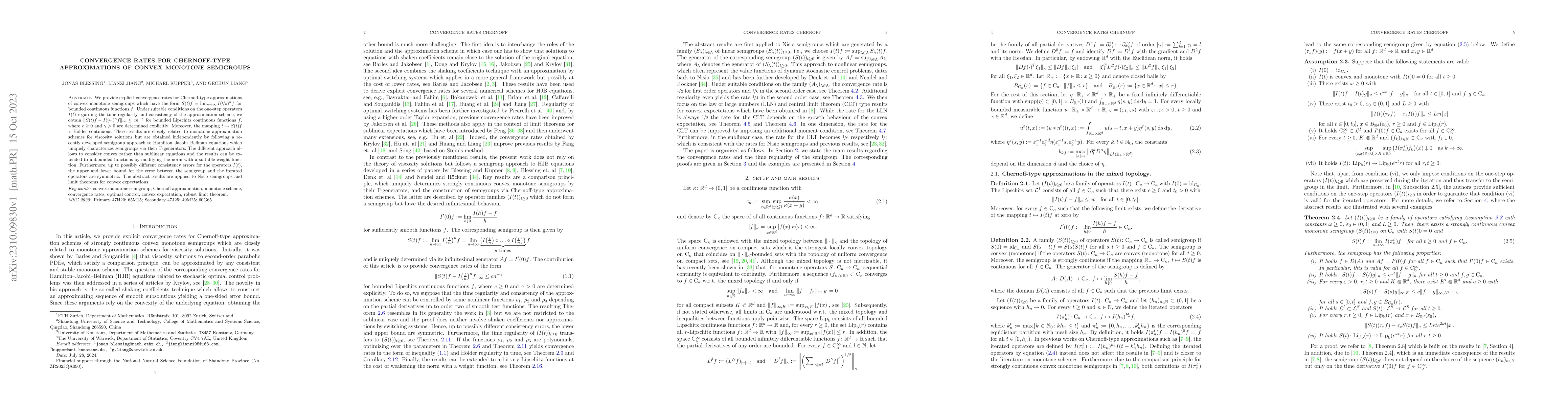 Thumbnail for Convergence rates for Chernoff-type approximations of convex monotone
  semigroups
