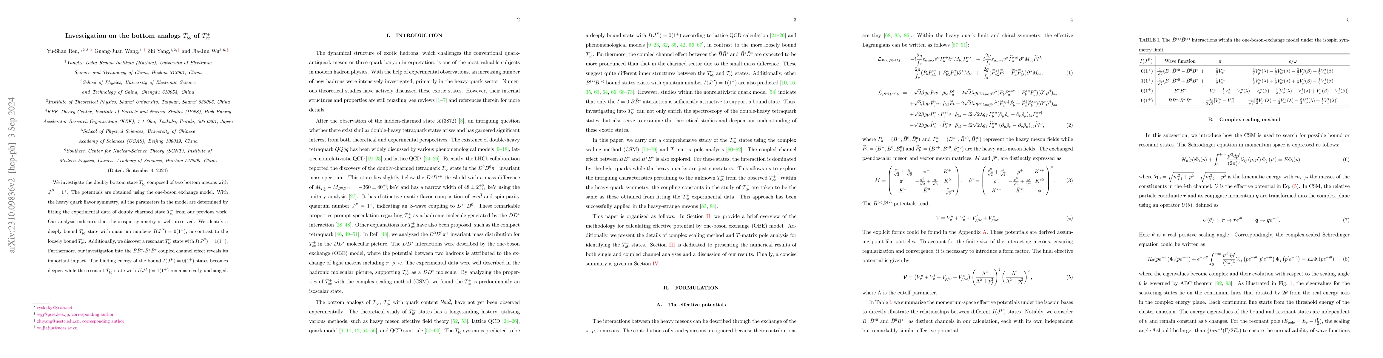Thumbnail for Investigation on the bottom analogs of the $T_{cc}^{+}$