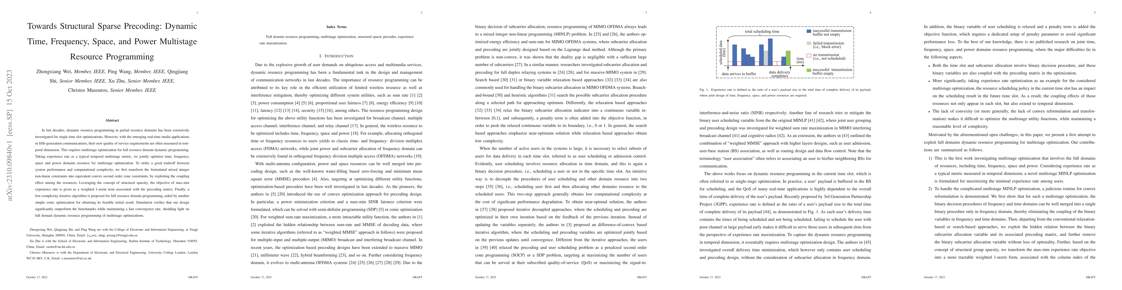 Thumbnail for Towards Structural Sparse Precoding: Dynamic Time, Frequency, Space, and
  Power Multistage Resource Programming