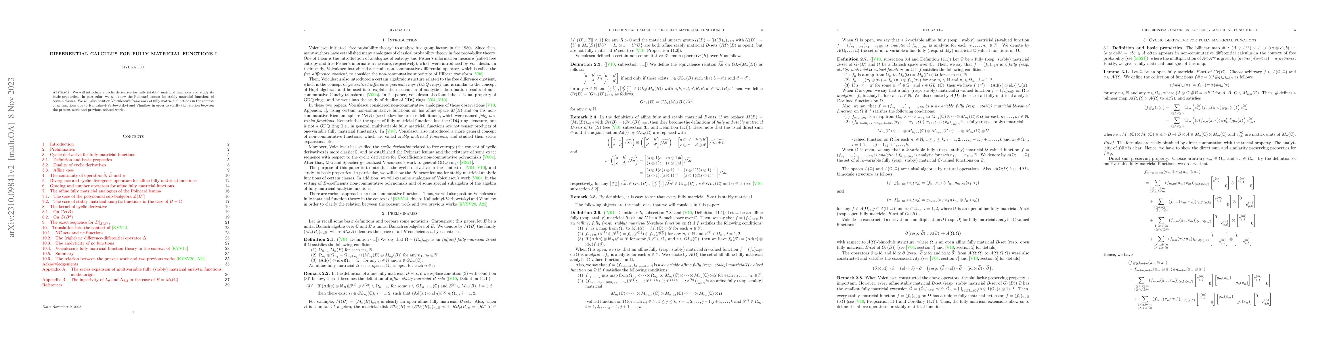 Thumbnail for Differential calculus for fully matricial functions I