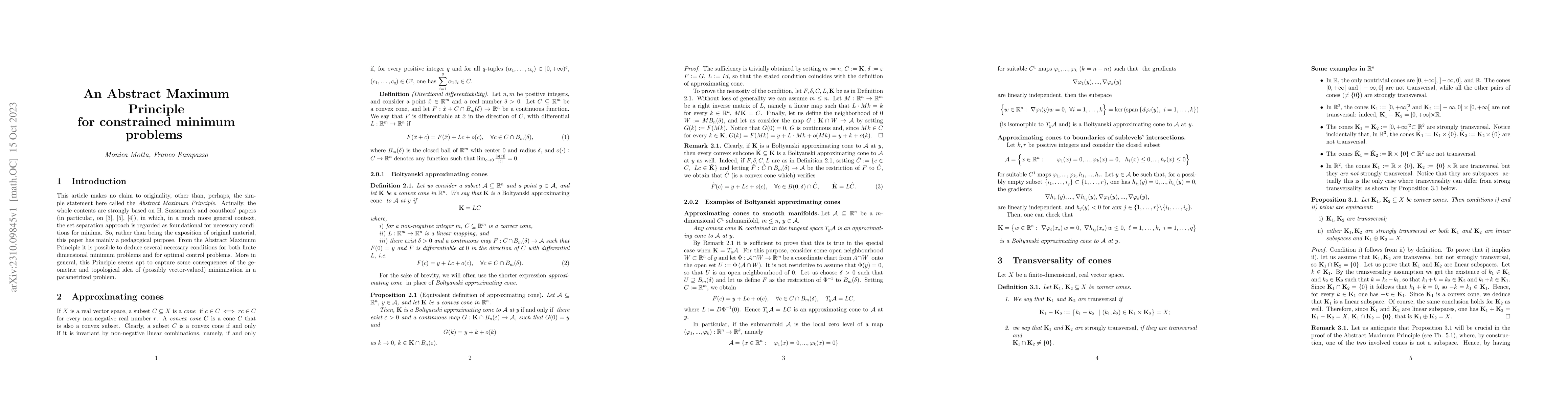 Thumbnail for An Abstract Maximum Principle for constrained minimum problems
