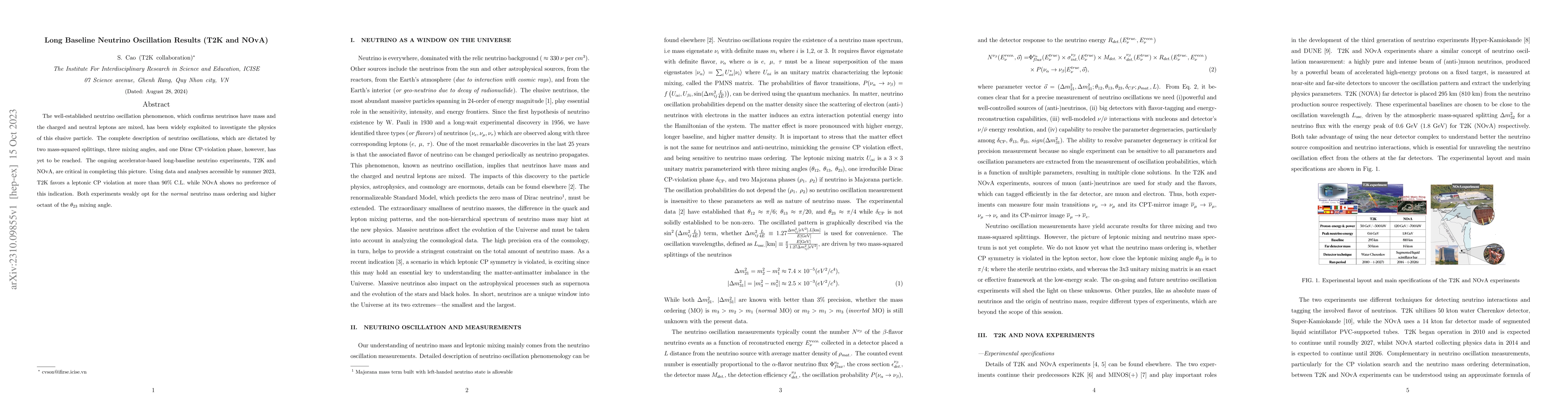 Thumbnail for Long Baseline Neutrino Oscillation Results (T2K and NOvA)