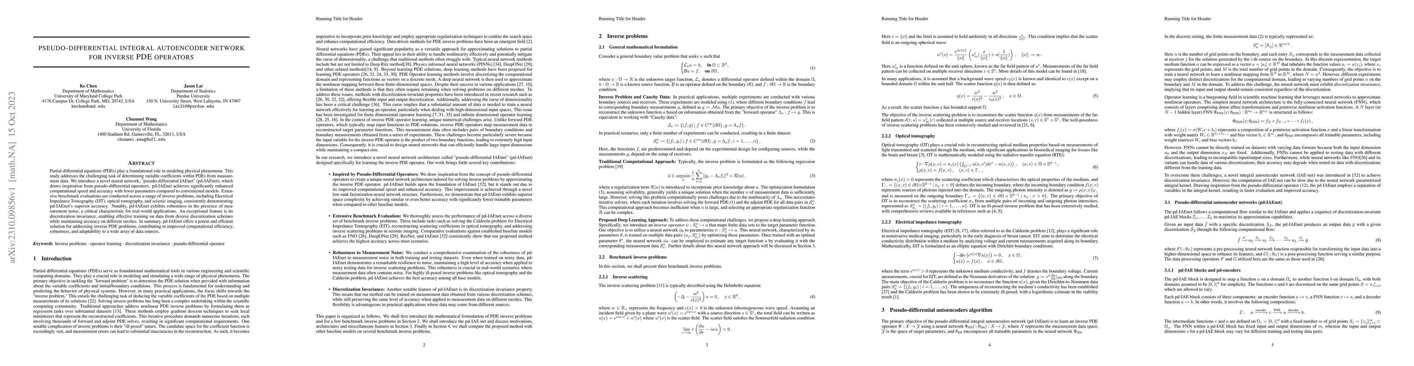 Thumbnail for Pseudo-differential integral autoencoder network for inverse PDE
  operators