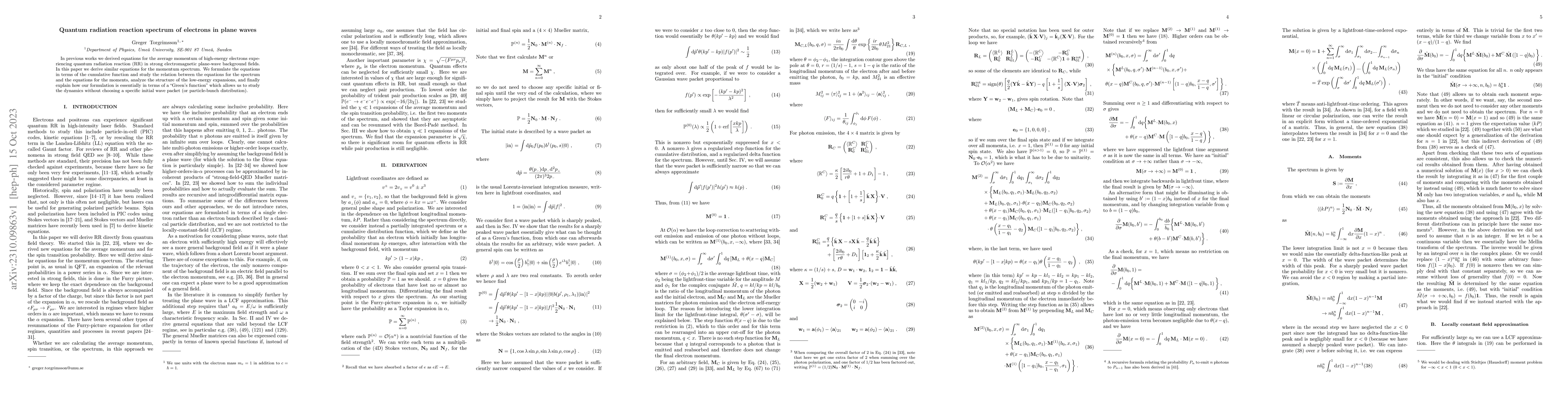 Thumbnail for Quantum radiation reaction spectrum of electrons in plane waves