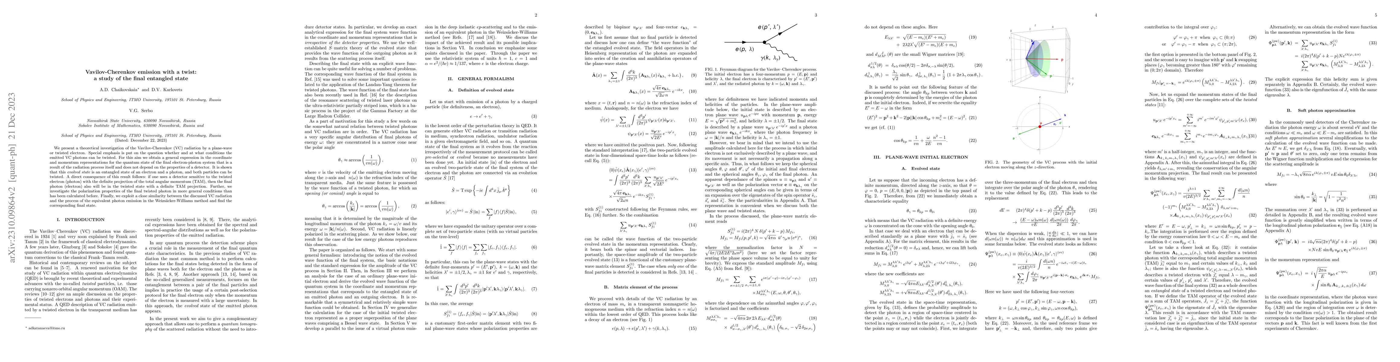 Thumbnail for Vavilov-Cherenkov emission with a twist: a study of the final entangled
  state