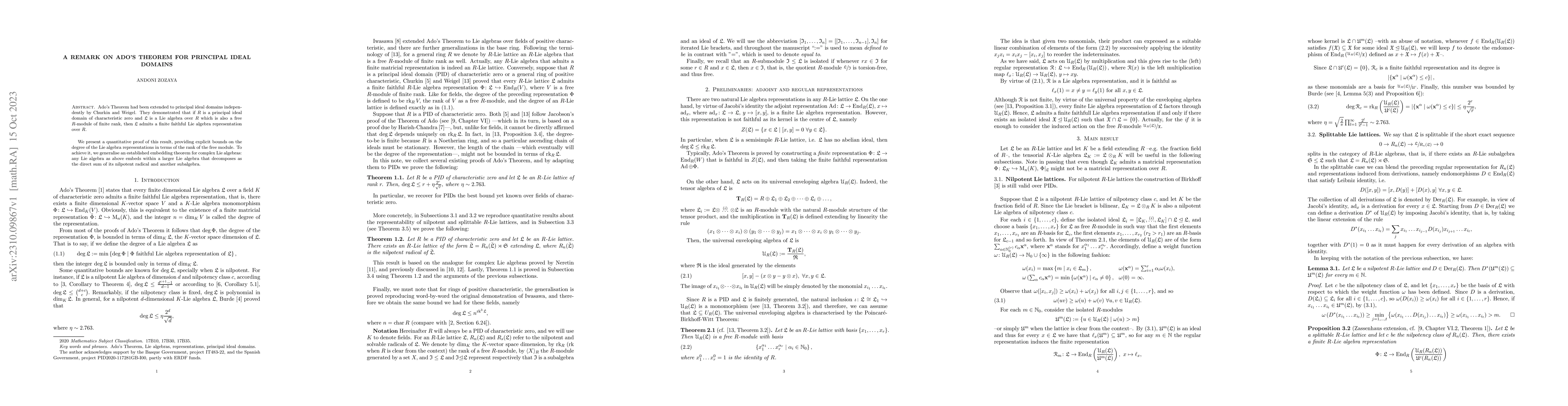 Thumbnail for A remark on Ado's Theorem for principal ideal domains