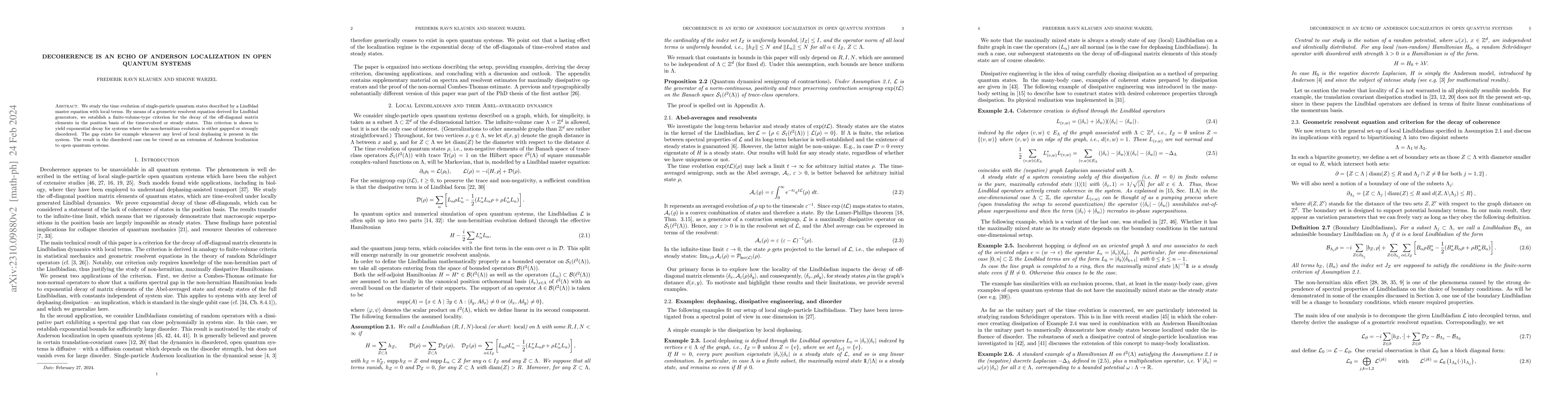 Thumbnail for Decoherence is an echo of Anderson localization in open quantum systems