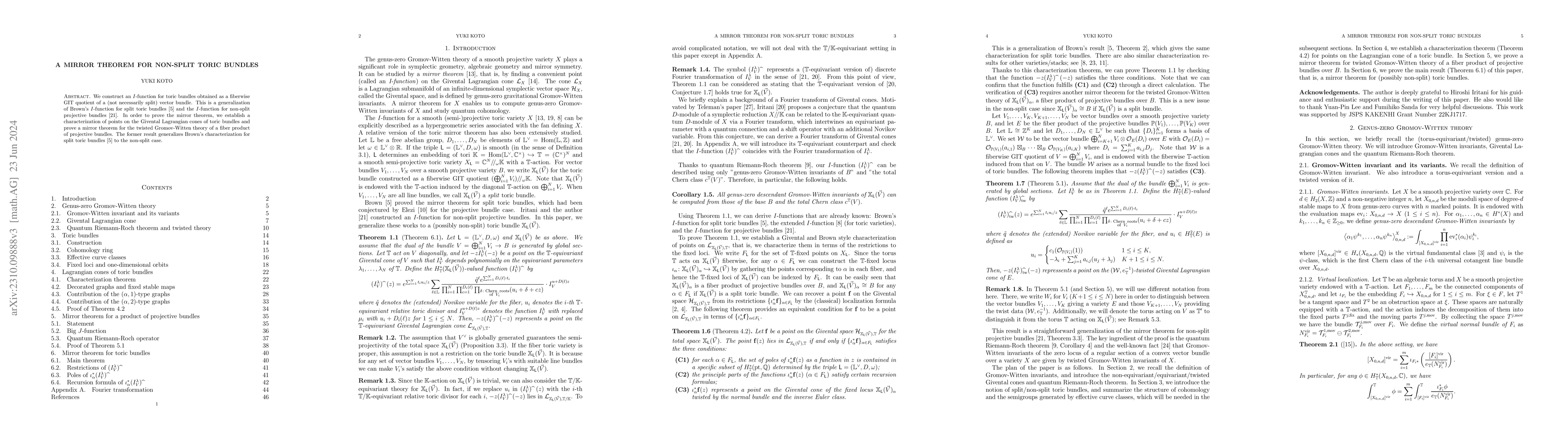 Thumbnail for A mirror theorem for non-split toric bundles
