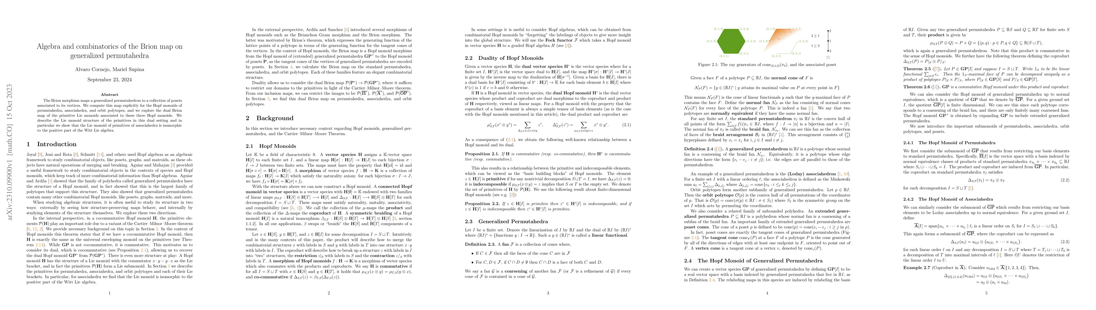 Thumbnail for Algebra and Combinatorics of the Brion map on Generalized Permutahedra