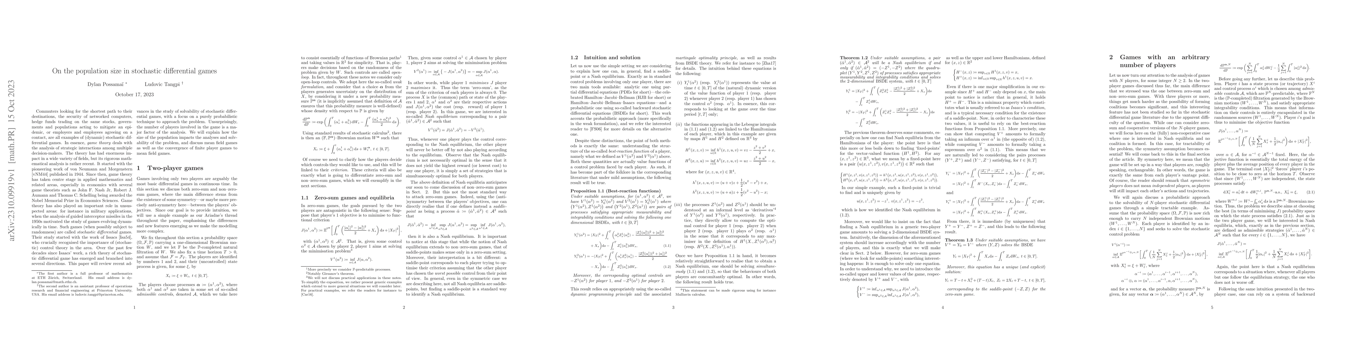 Thumbnail for On the population size in stochastic differential games