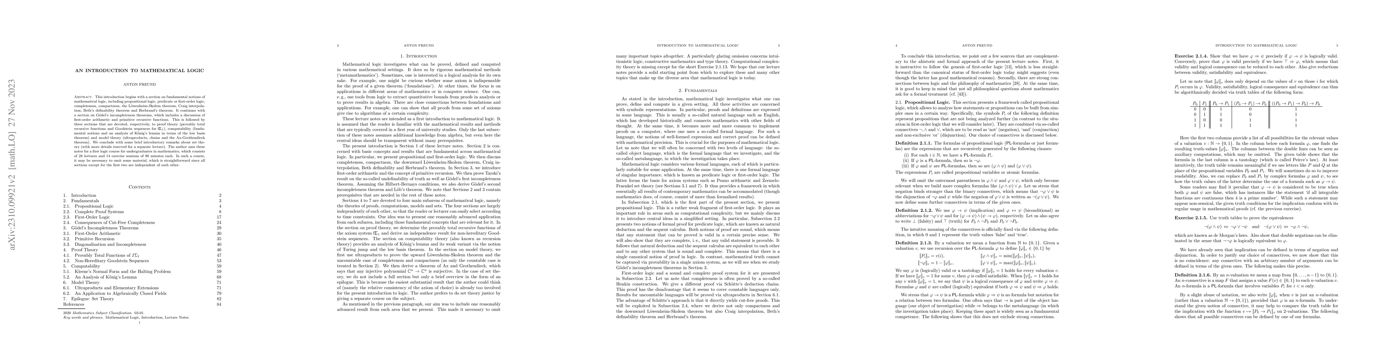 Thumbnail for An Introduction to Mathematical Logic