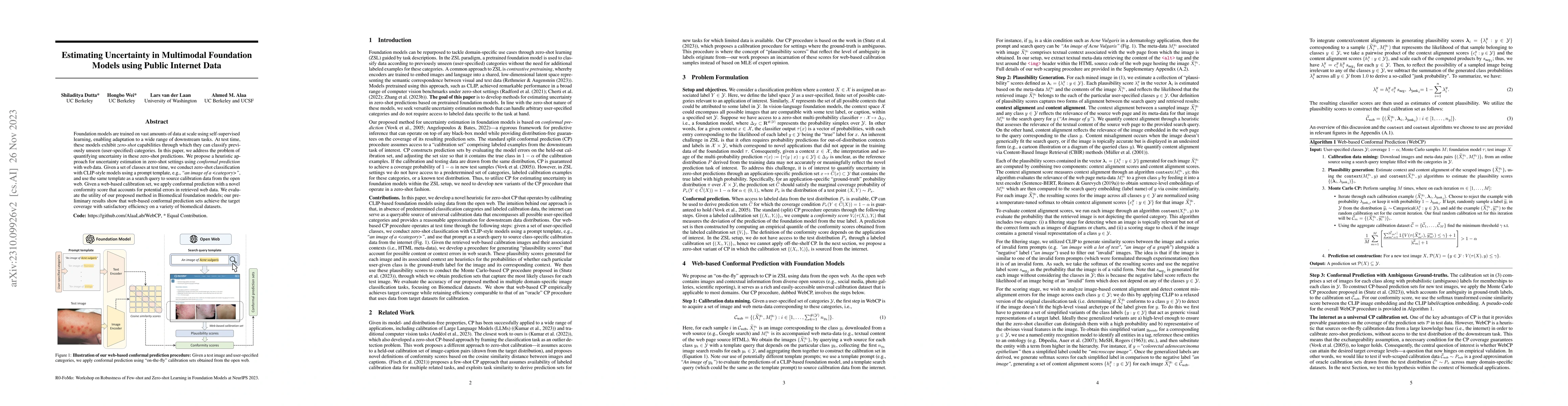 Thumbnail for Estimating Uncertainty in Multimodal Foundation Models using Public
  Internet Data