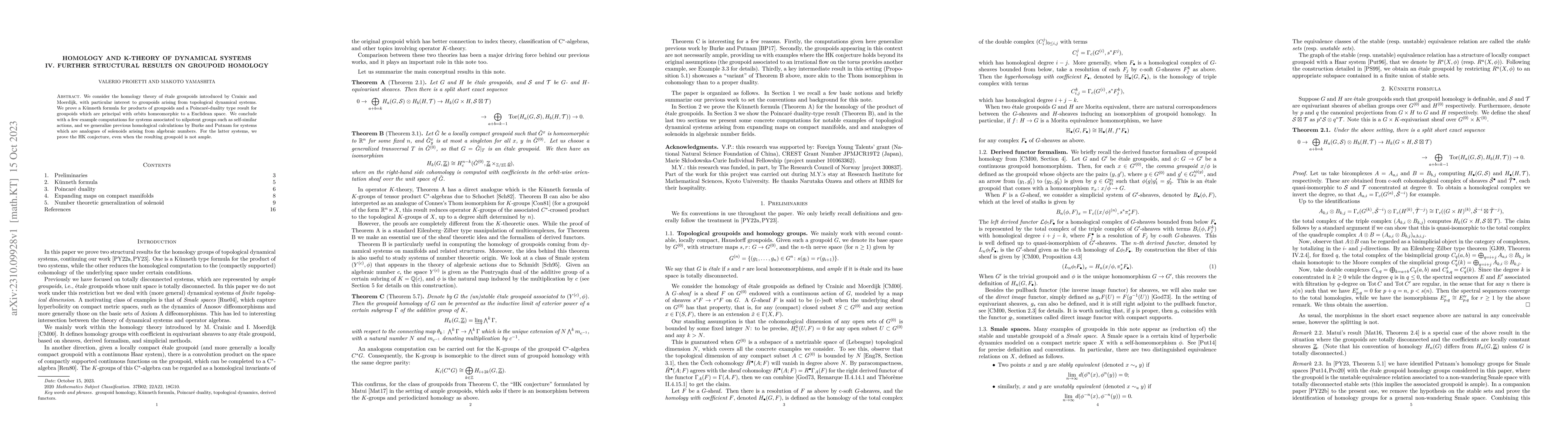 Thumbnail for Homology and K-theory of dynamical systems. IV. Further structural
  results on groupoid homology