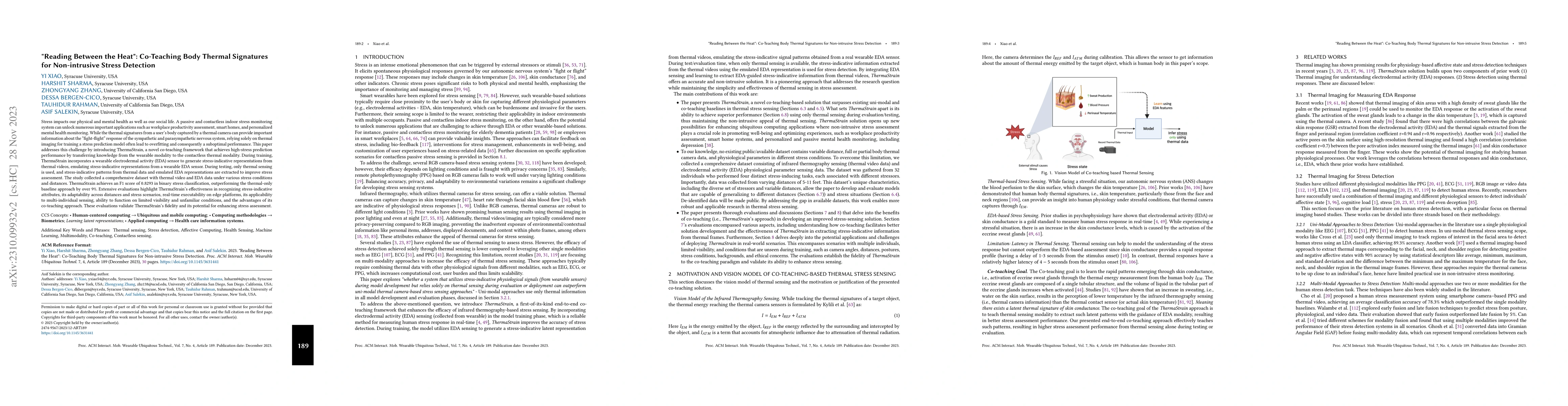 Thumbnail for "Reading Between the Heat": Co-Teaching Body Thermal Signatures for
  Non-intrusive Stress Detection