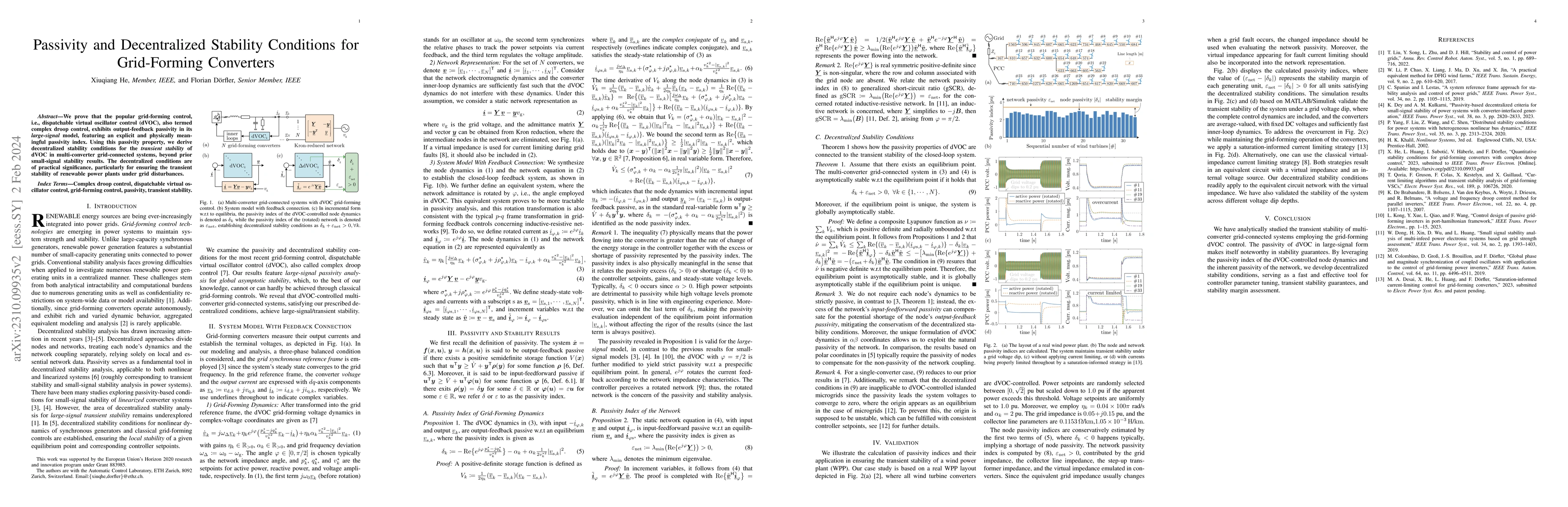 Thumbnail for Passivity and Decentralized Stability Conditions for Grid-Forming
  Converters