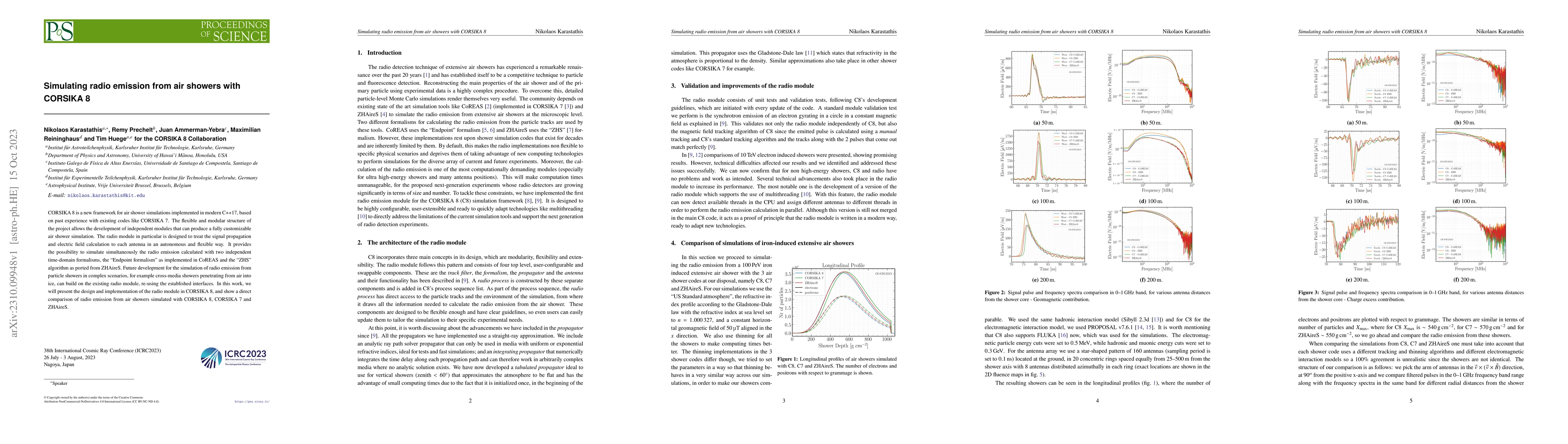 Thumbnail for Simulating radio emission from air showers with CORSIKA 8