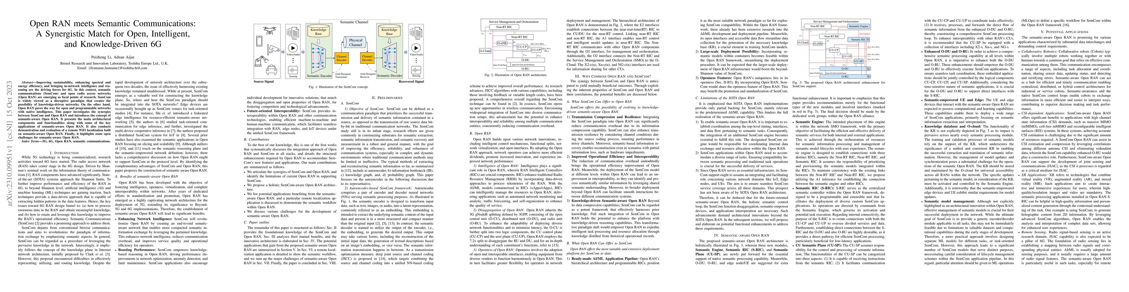 Thumbnail for Open RAN meets Semantic Communications: A Synergistic Match for Open,
  Intelligent, and Knowledge-Driven 6G