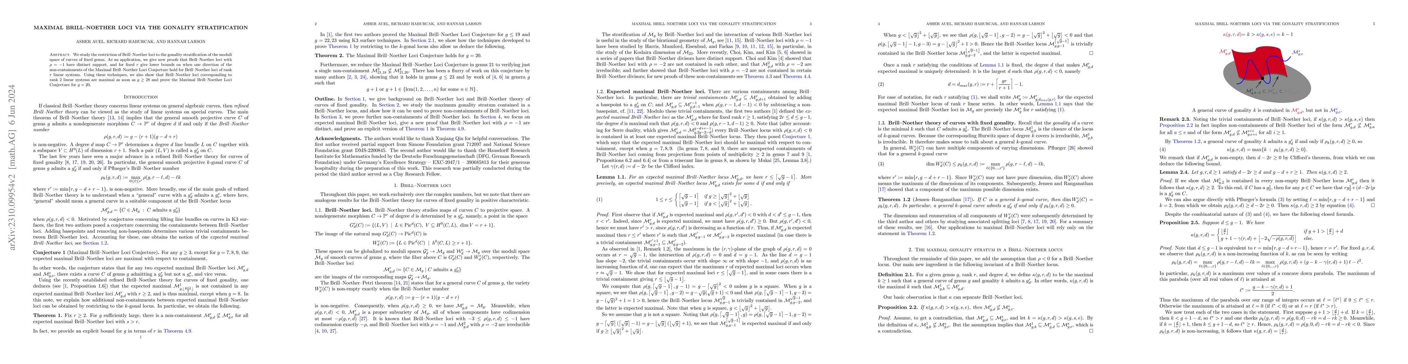 Thumbnail for Maximal Brill--Noether loci via the gonality stratification