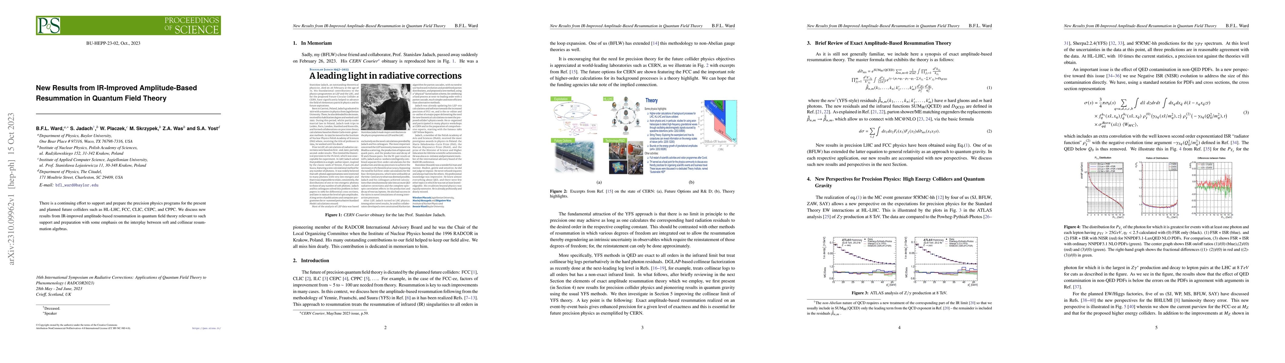Thumbnail for New Results from IR-Improved Amplitude-Based Resummation in Quantum
  Field Theory