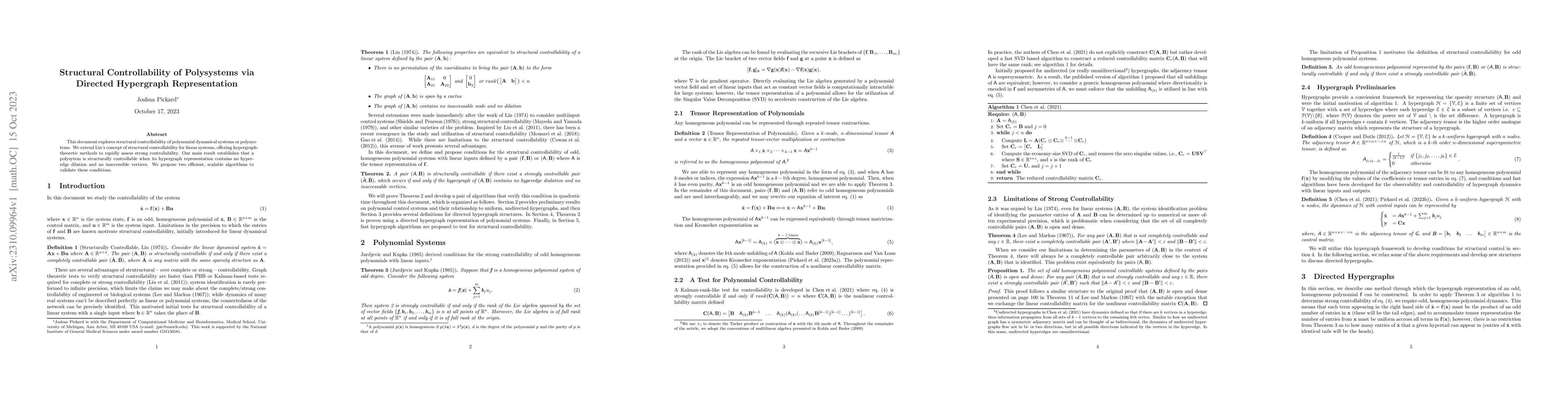 Thumbnail for Structural Controllability of Polysystems via Directed Hypergraph
  Representation