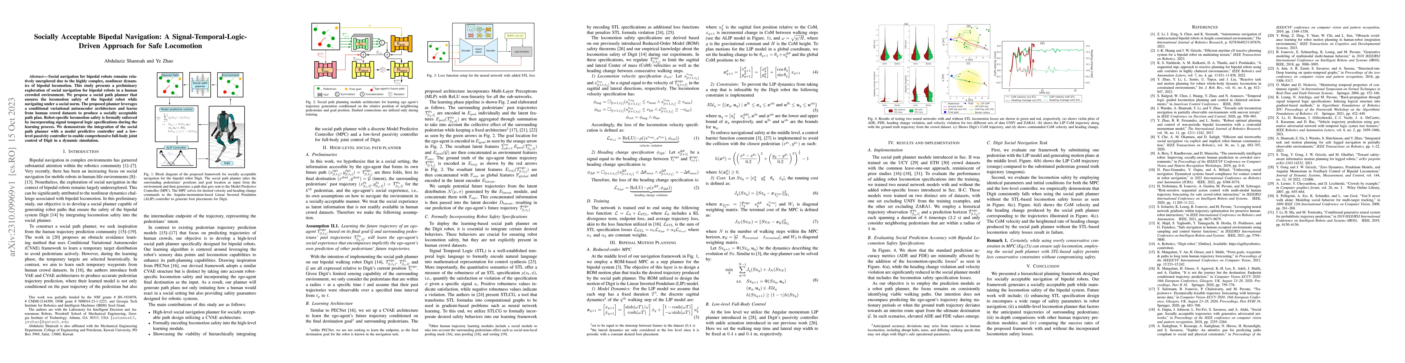 Thumbnail for Socially Acceptable Bipedal Navigation: A Signal-Temporal-Logic- Driven
  Approach for Safe Locomotion