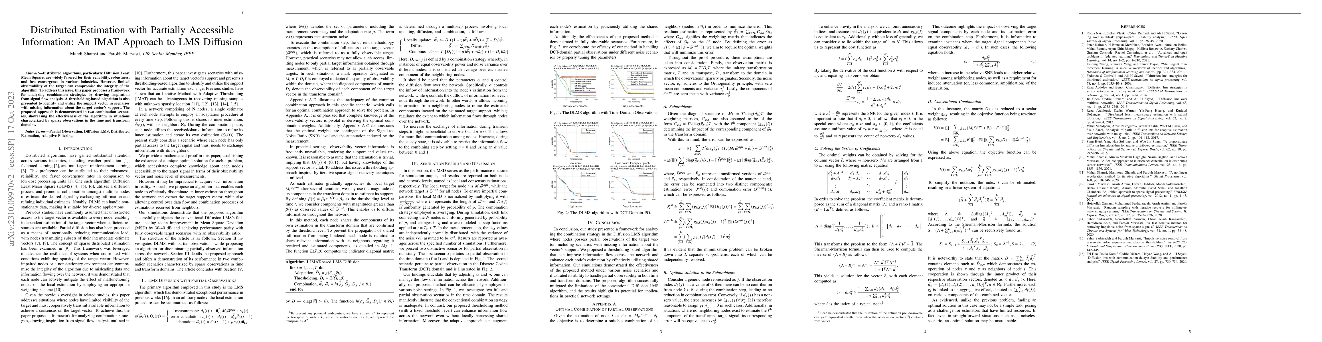 Thumbnail for Distributed Estimation with Partially Accessible Information: An IMAT
  Approach to LMS Diffusion