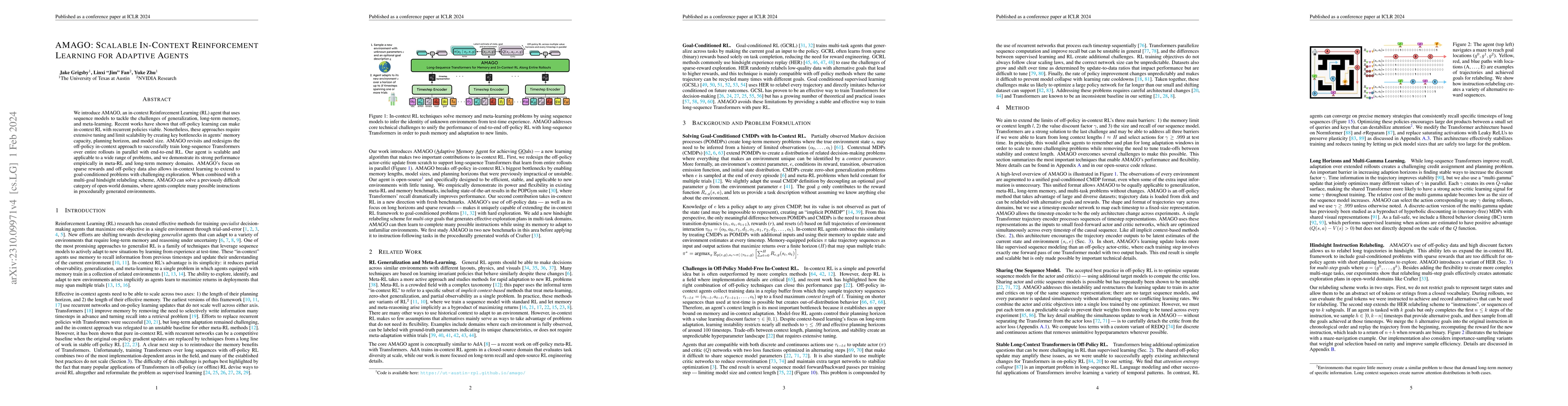 Thumbnail for AMAGO: Scalable In-Context Reinforcement Learning for Adaptive Agents