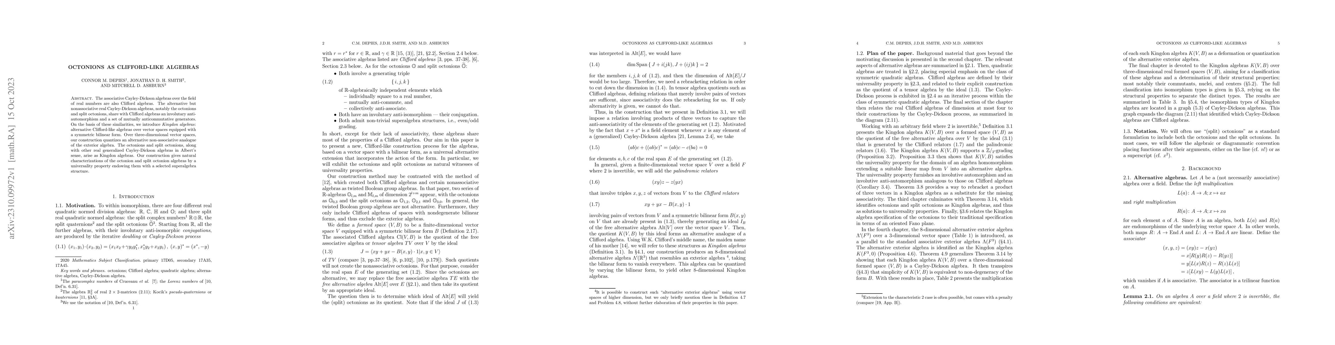 Thumbnail for Octonions as Clifford-like algebras