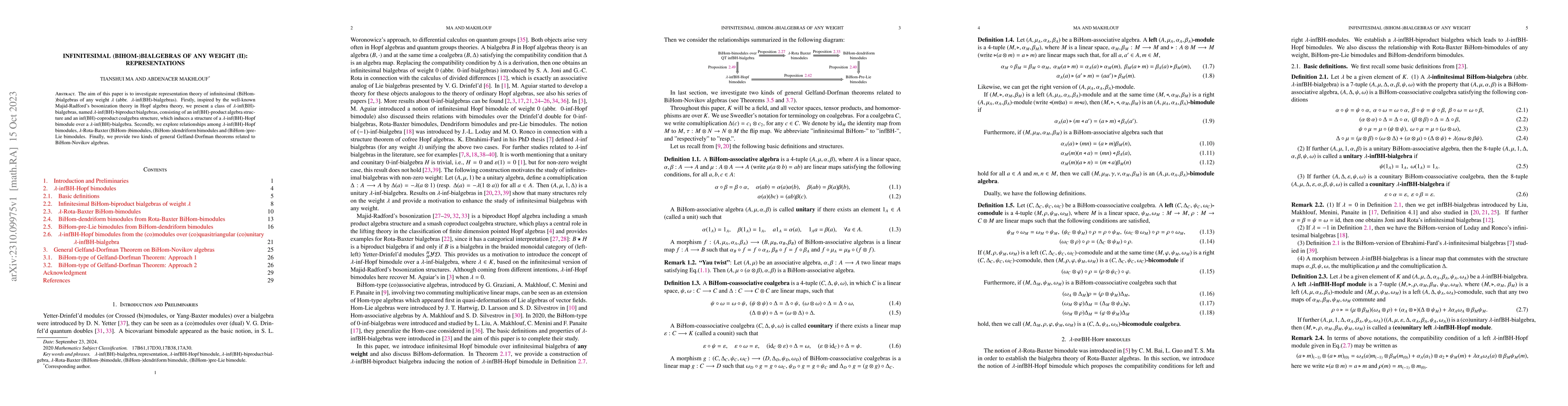 Thumbnail for Infinitesimal (BiHom-)bialgebras of any weight (II): Representations