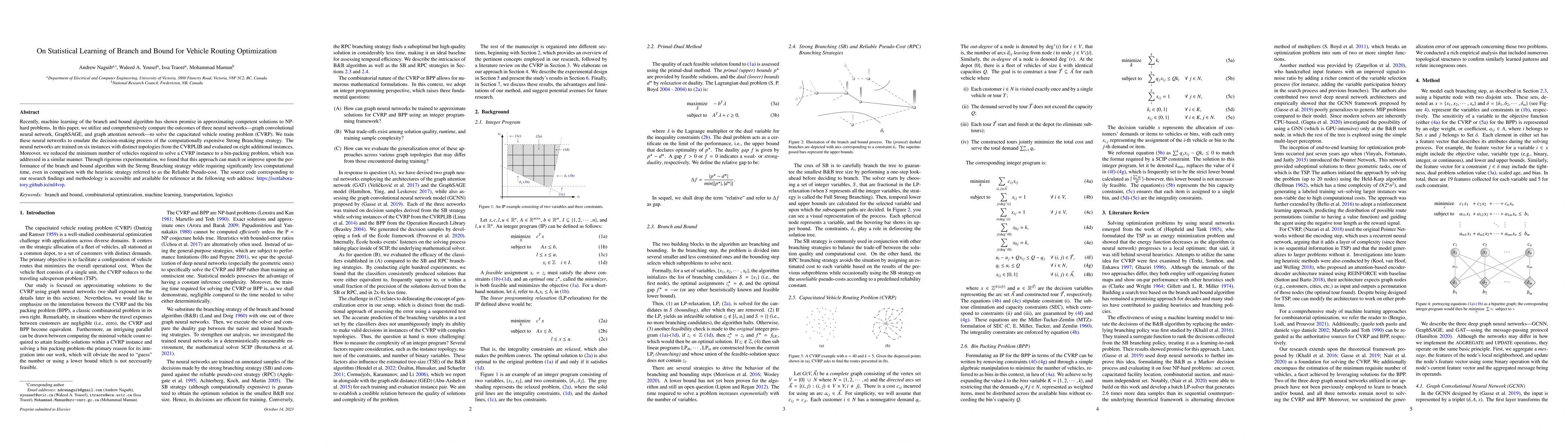 Thumbnail for On Statistical Learning of Branch and Bound for Vehicle Routing
  Optimization