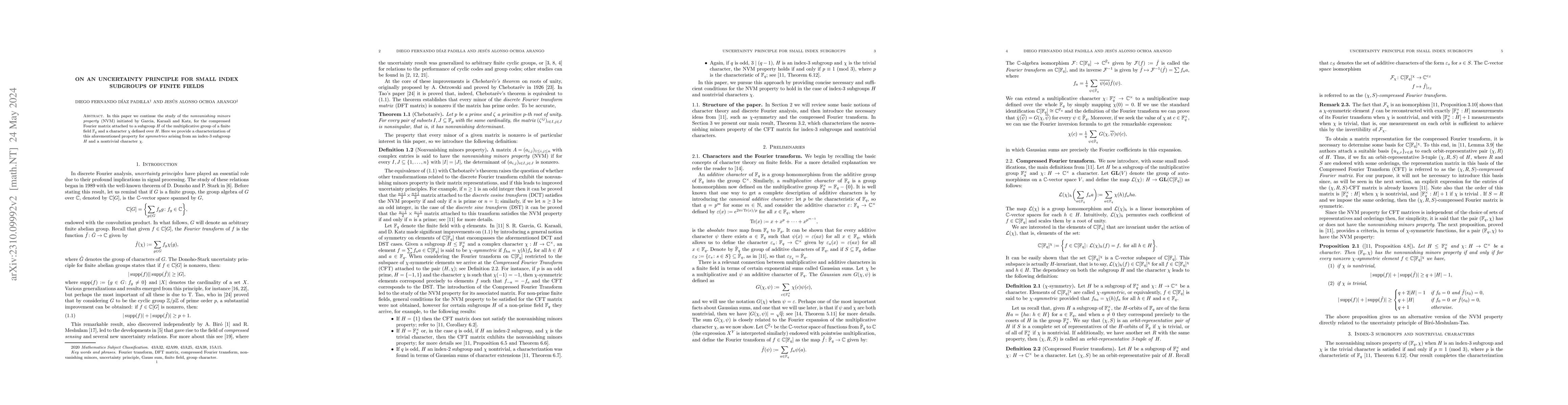 Thumbnail for On an uncertainty principle for small index subgroups of finite fields
