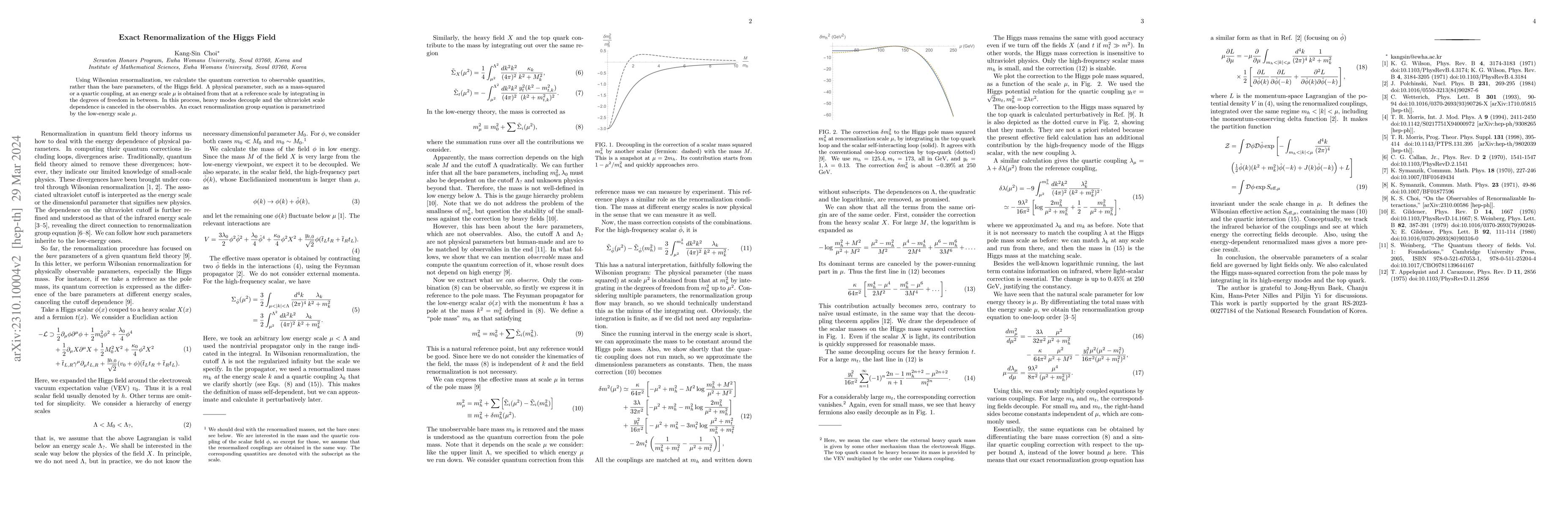 Thumbnail for Exact Renormalization of the Higgs Field