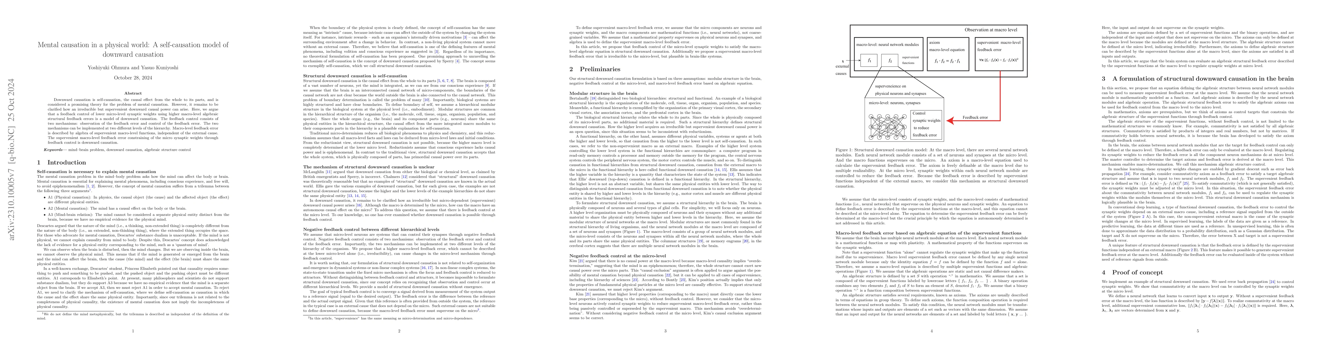 Thumbnail for Formulation of downward causation in the brain: whole beats its parts