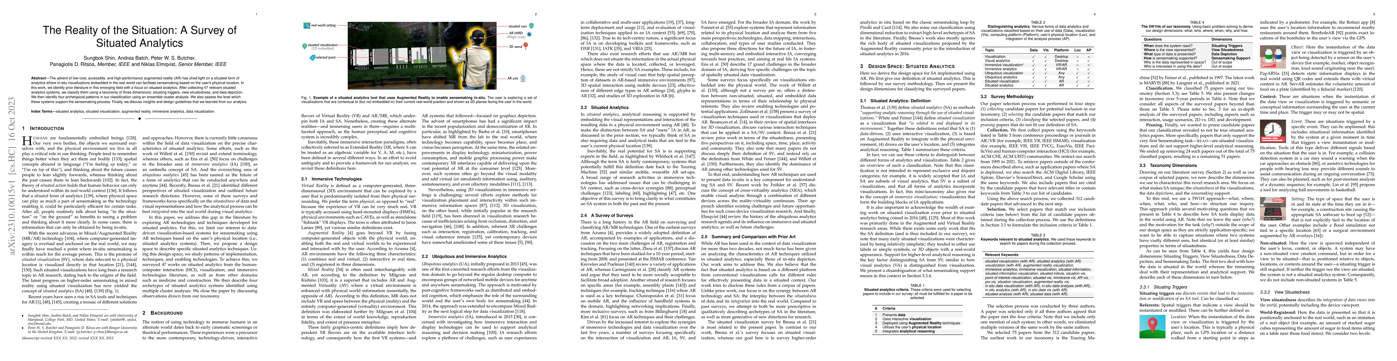 Thumbnail for The Reality of the Situation: A Survey of Situated Analytics