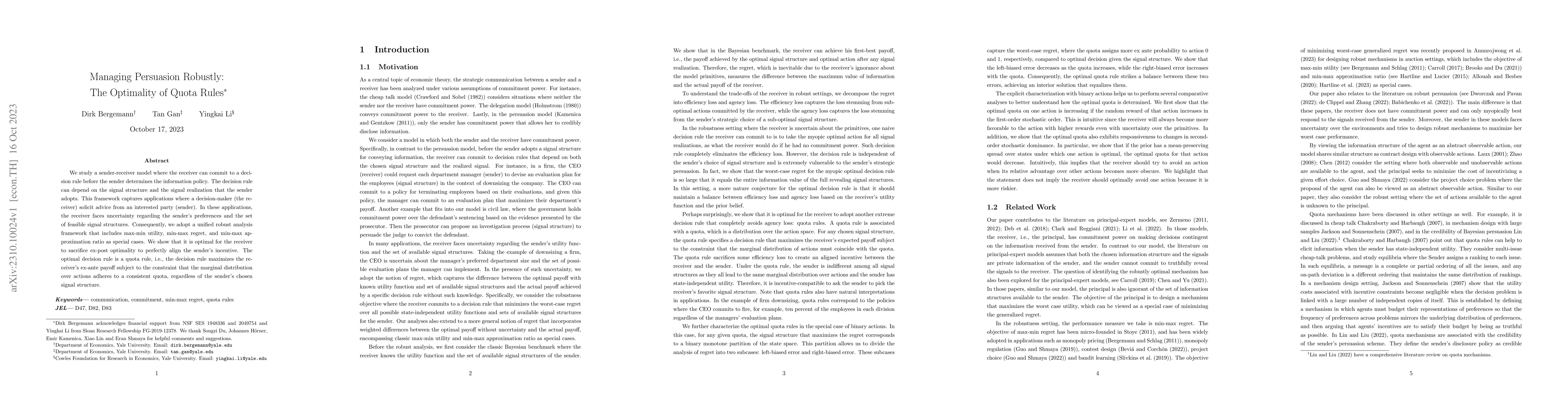 Thumbnail for Managing Persuasion Robustly: The Optimality of Quota Rules