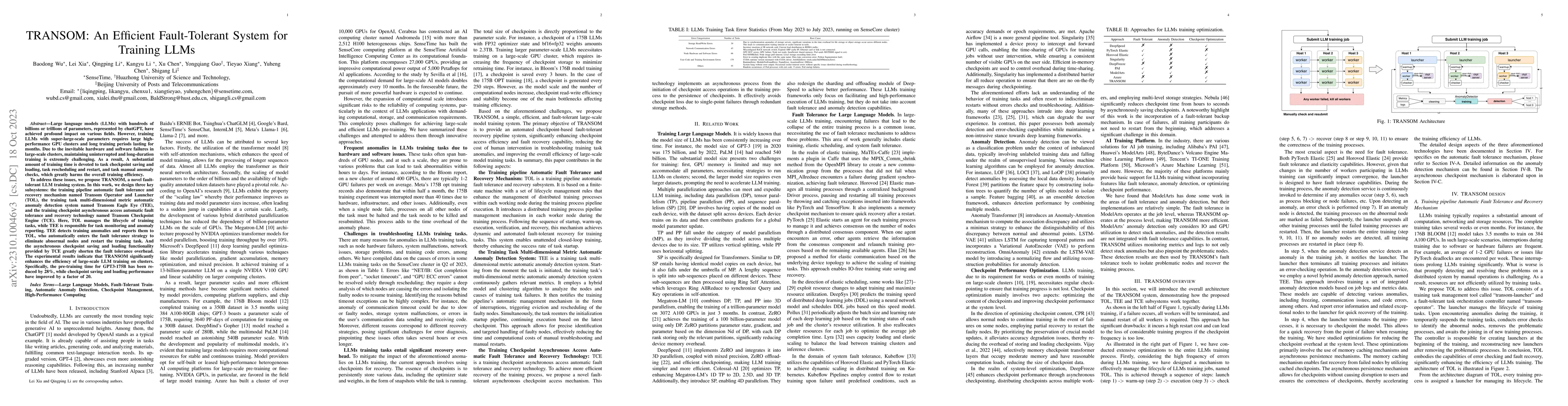 Thumbnail for TRANSOM: An Efficient Fault-Tolerant System for Training LLMs