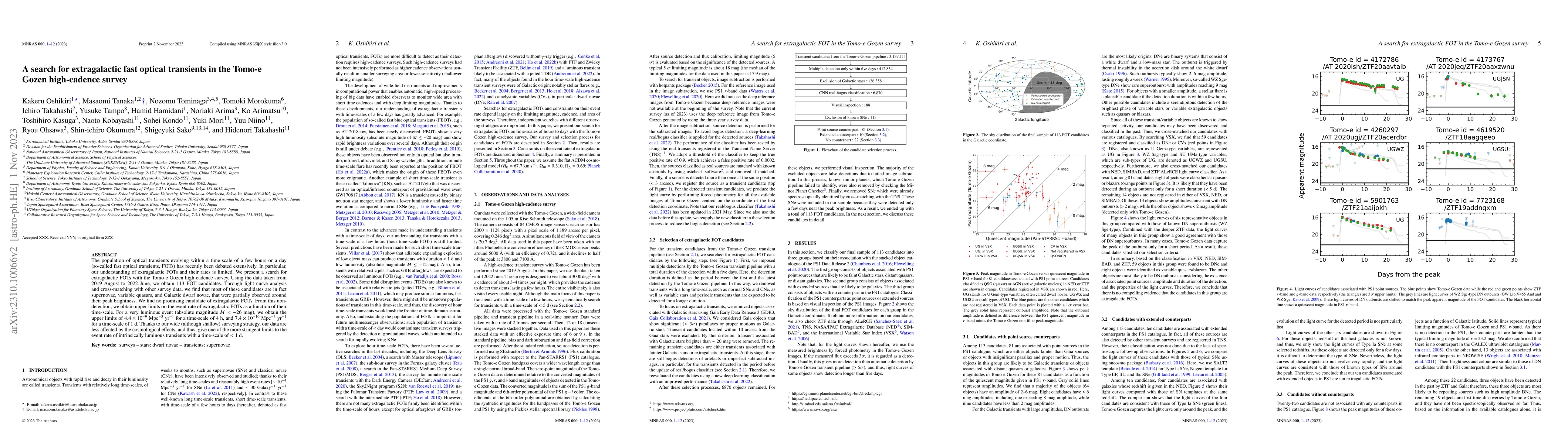 Thumbnail for A search for extragalactic fast optical transients in the Tomo-e Gozen
  high-cadence survey