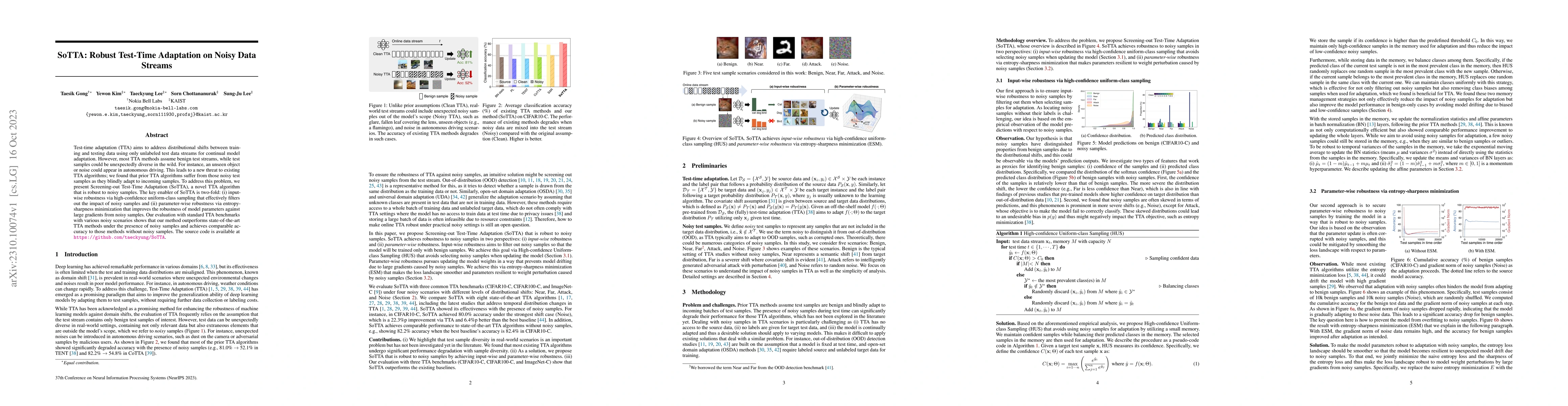 Thumbnail for SoTTA: Robust Test-Time Adaptation on Noisy Data Streams