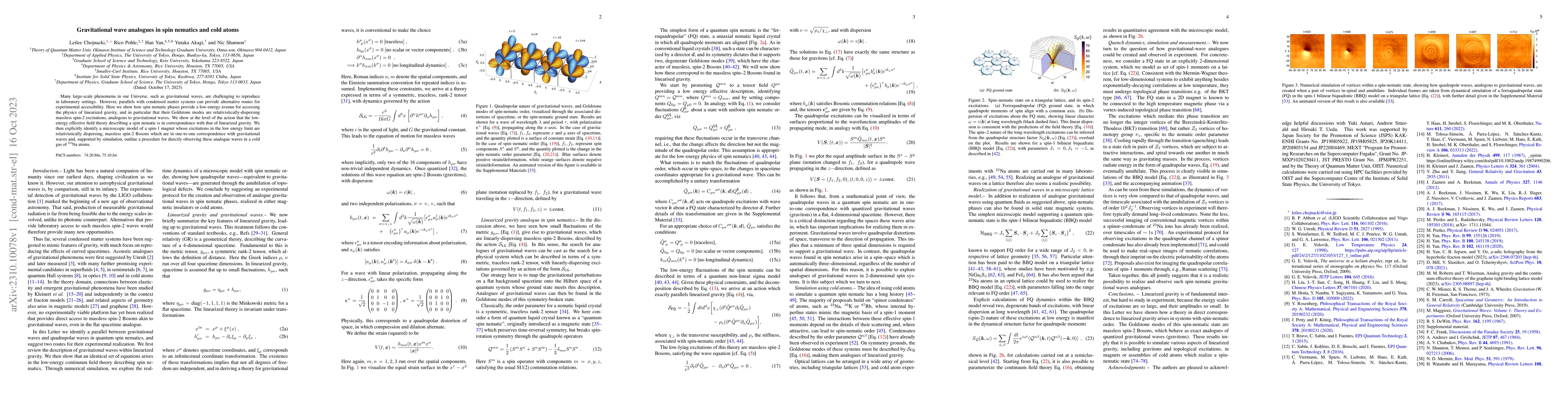Thumbnail for Gravitational wave analogues in spin nematics and cold atoms