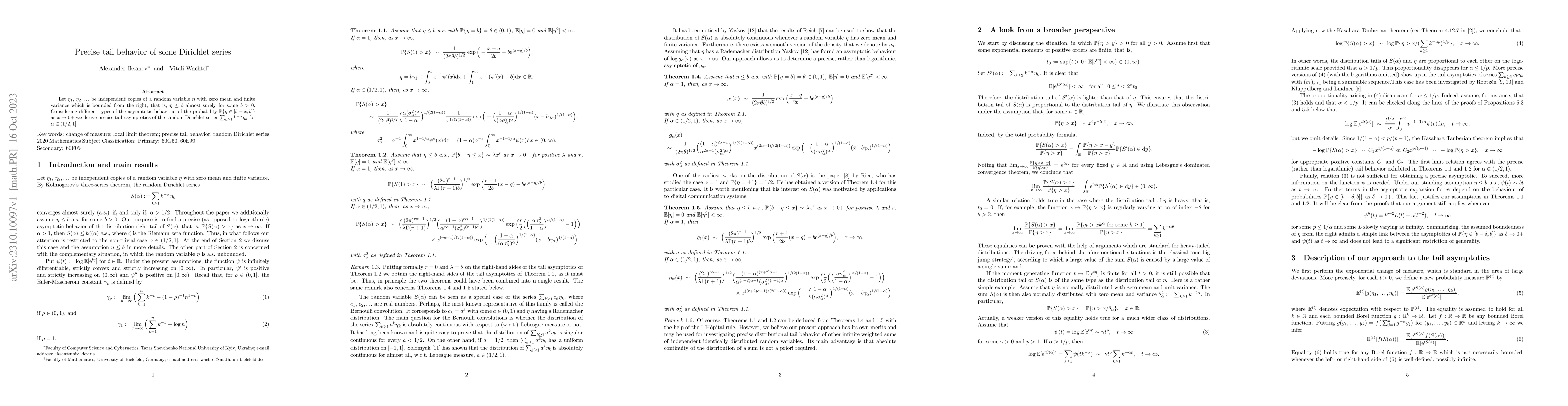 Thumbnail for Precise tail behavior of some Dirichlet series