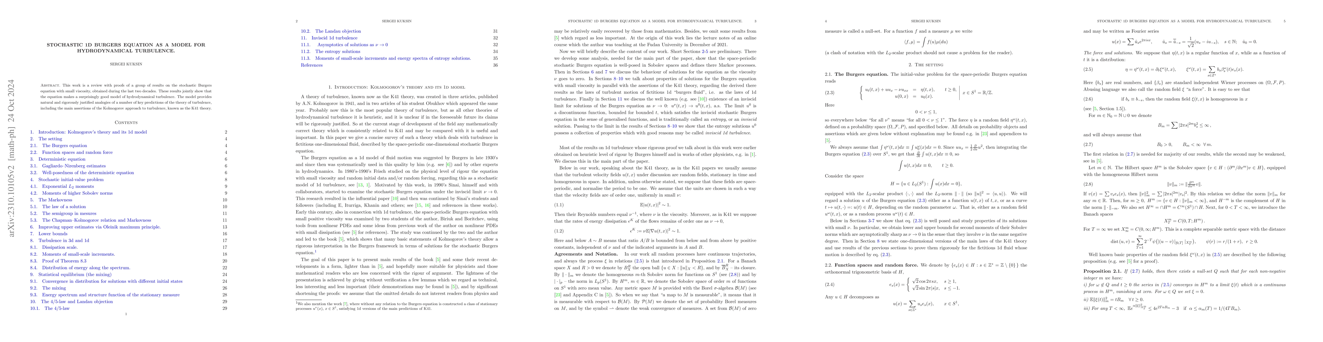 Thumbnail for Stochastic 1d Burgers equation as a model for hydrodynamical turbulence