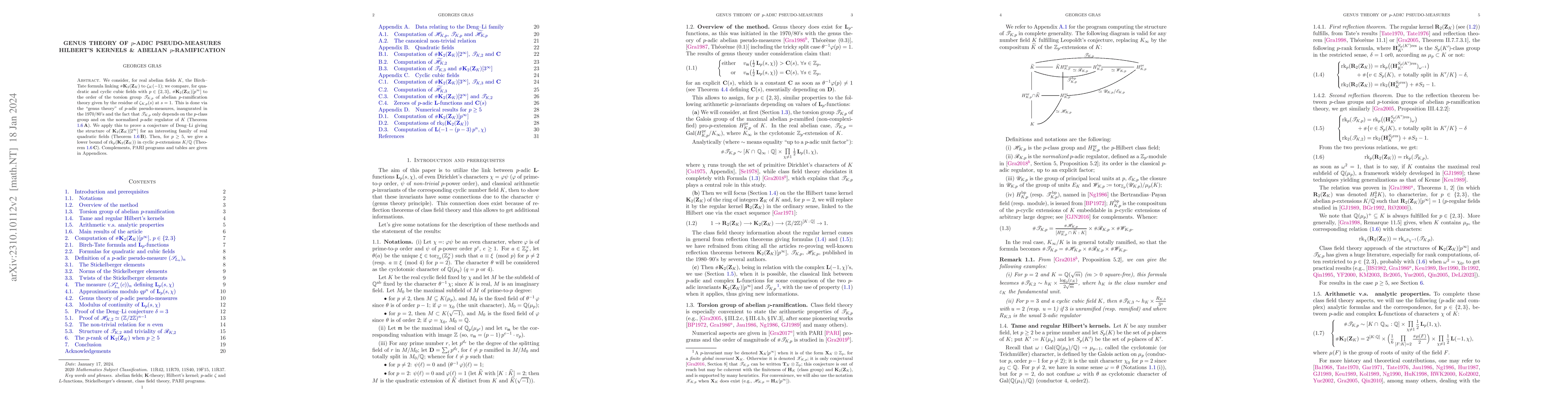 Thumbnail for Genus theory of p-adic pseudo-measures -- Tame kernels and abelian
  p-ramification
