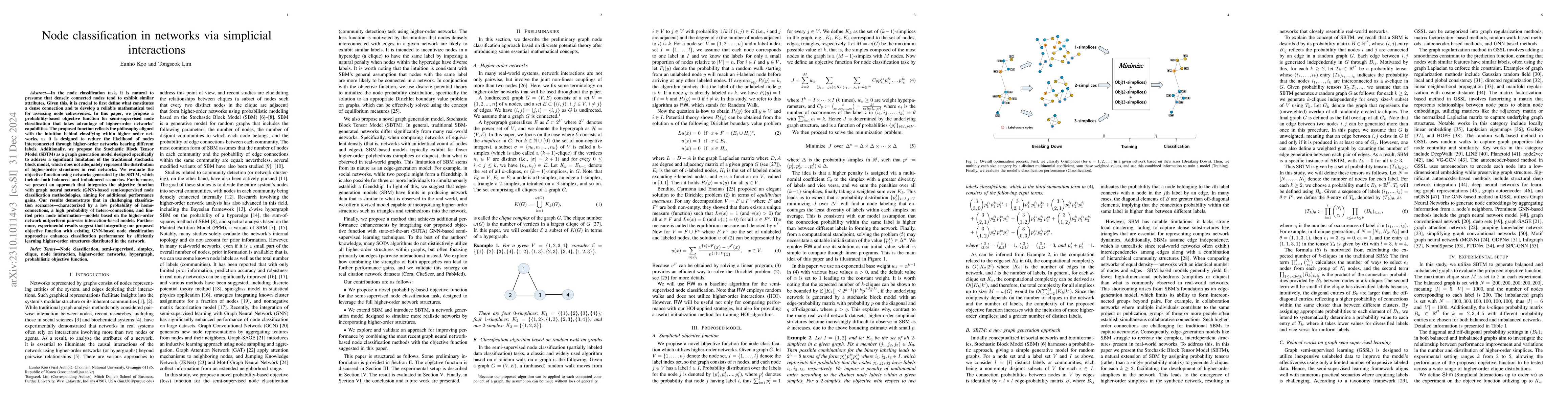 Thumbnail for Node classification in networks via simplicial interactions