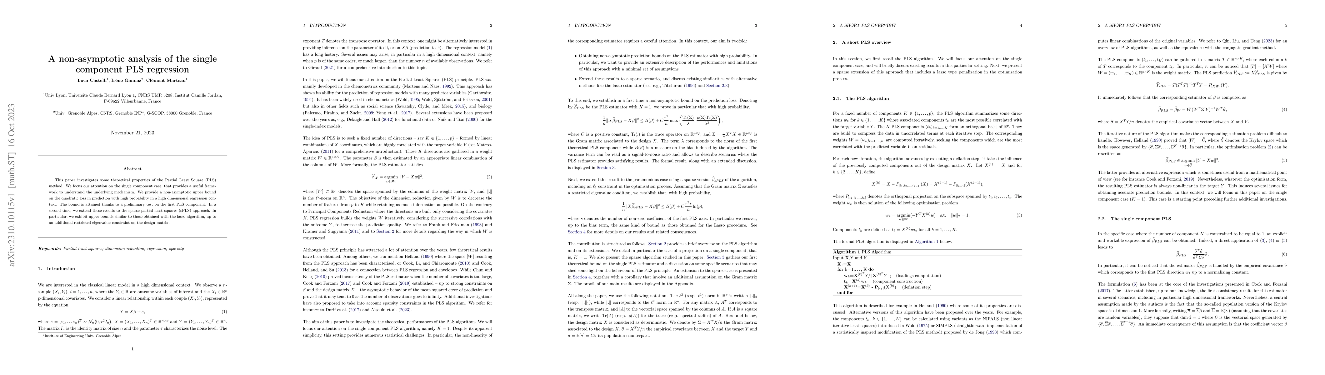 Thumbnail for A non-asymptotic analysis of the single component PLS regression